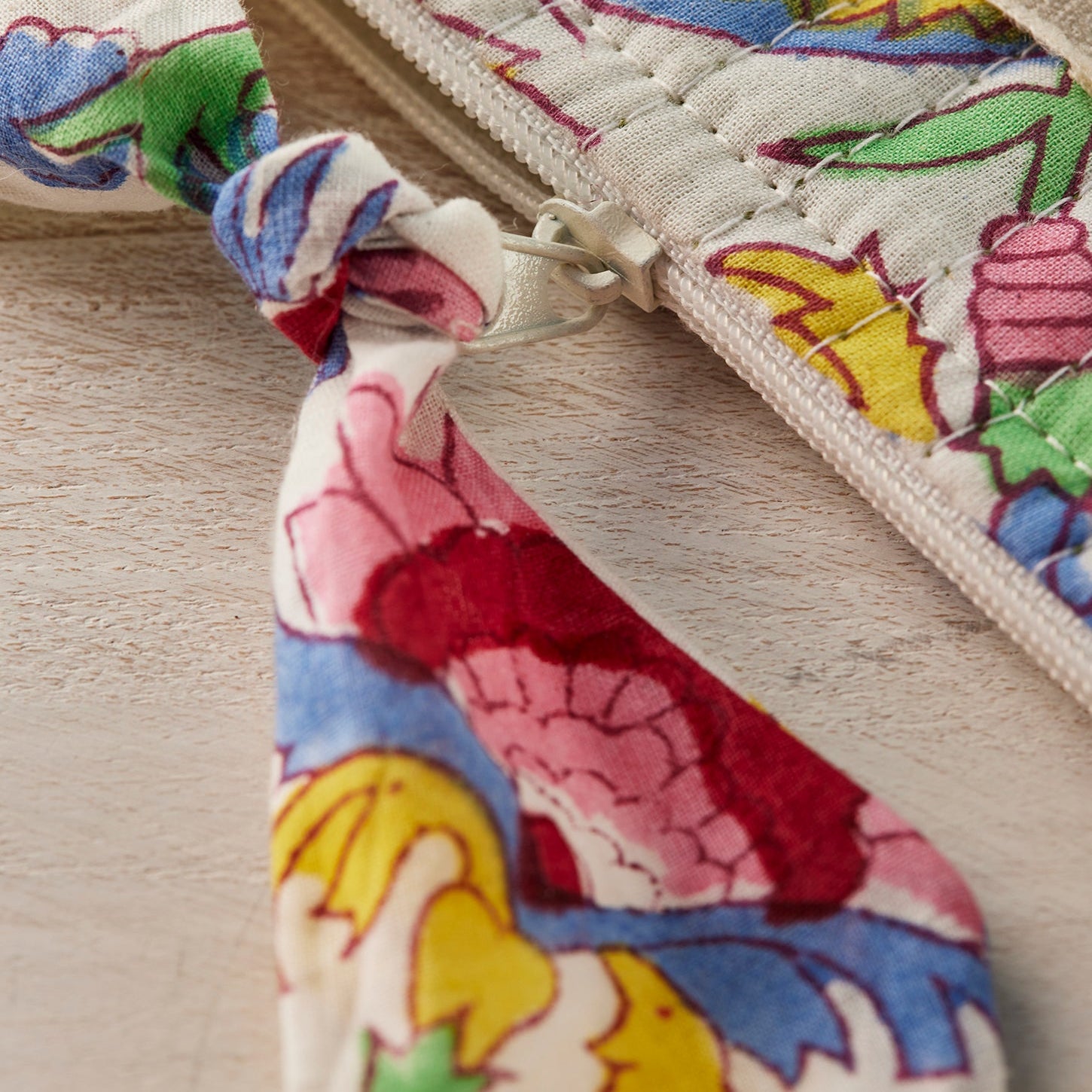 Floral Block Print Kantha Stitch Pouch - POU24 - Uneeka