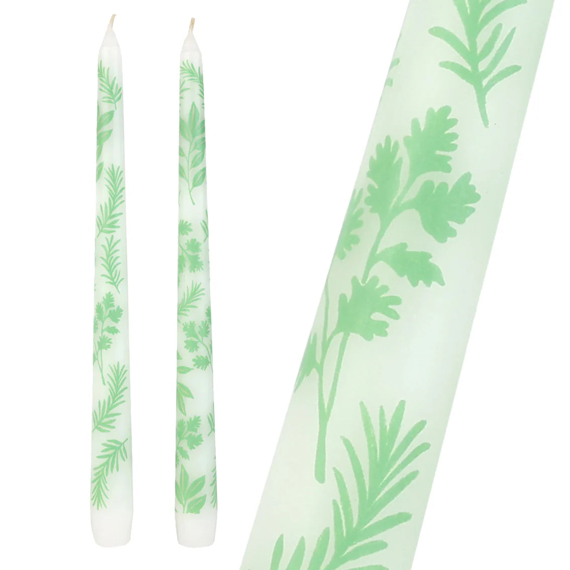 Pack Of 2 Herb Patterned Dinner Candles - CSHOP-CNDL-TPR-HERBE - Uneeka
