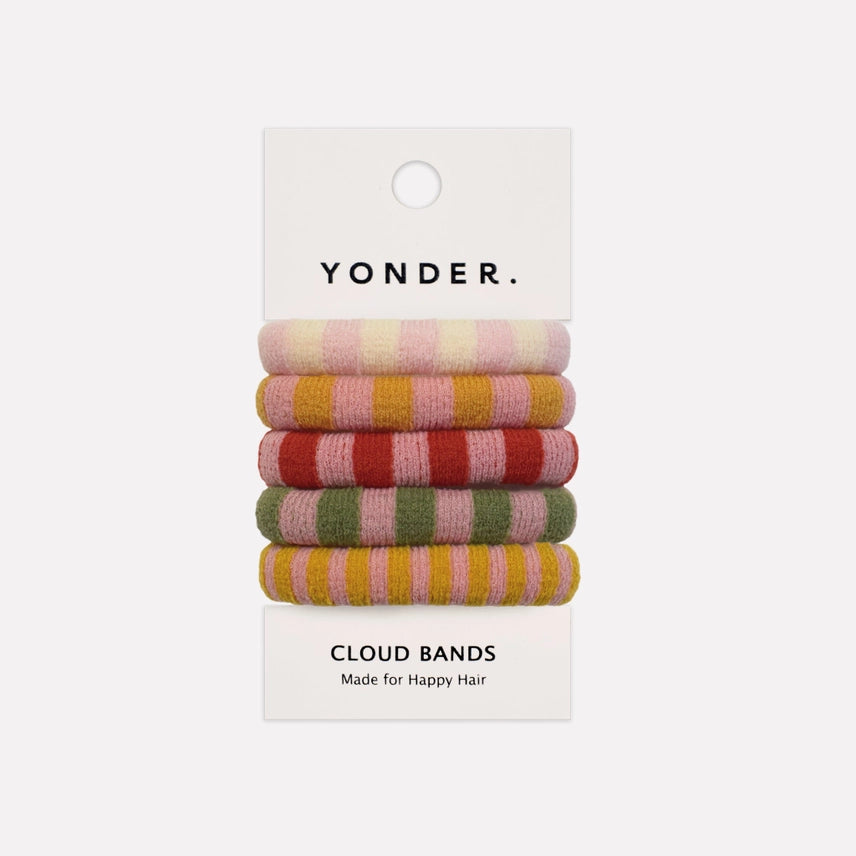 Pack of 5 Striped Skinny Cloud Hair Ties - Pack 5 - Uneeka