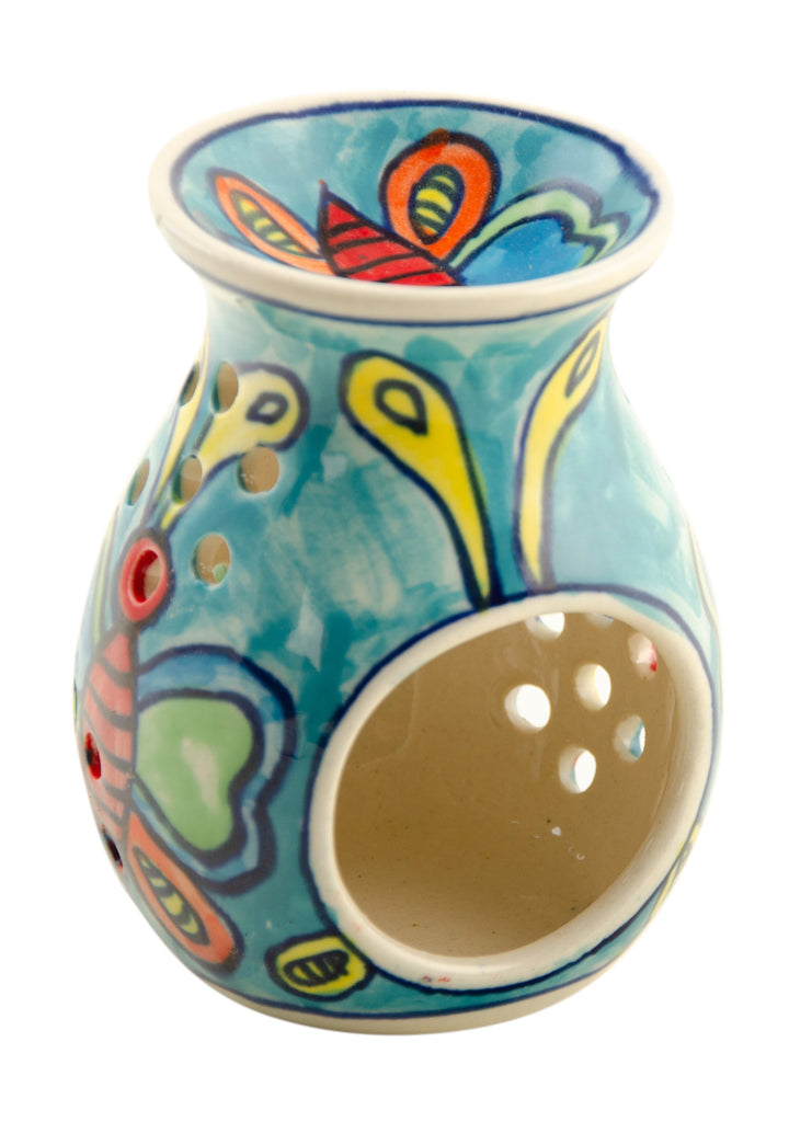 Painted Butterfly Ceramic Oil Burner Blue