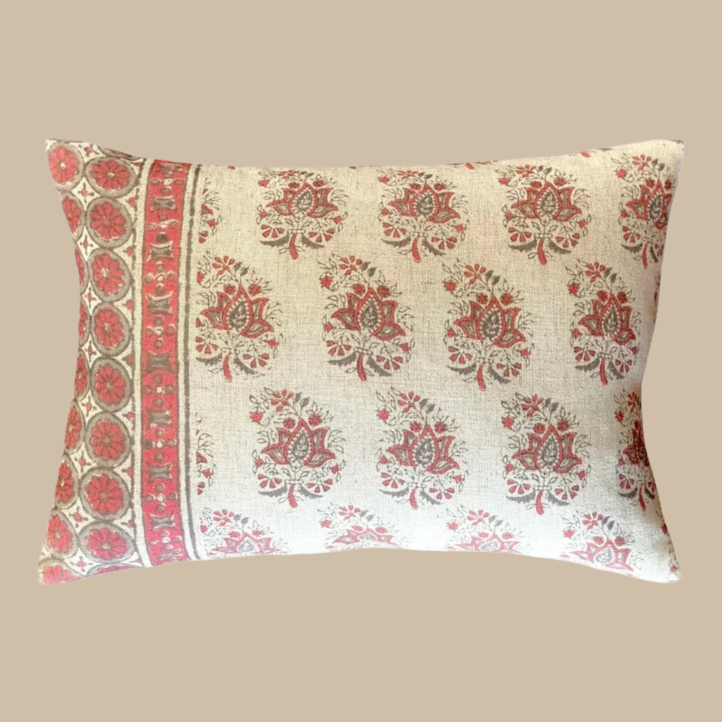 Paisley Sprig Print Cushion - Sprig red cushion - Uneeka