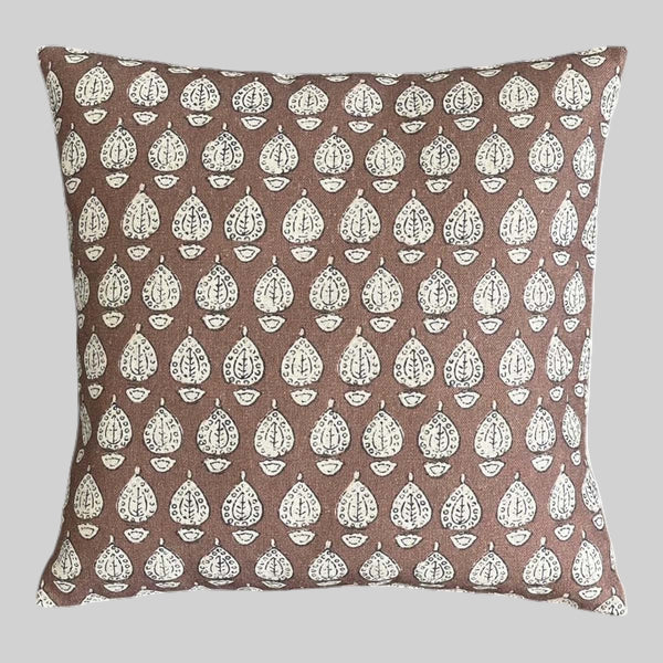 Patterned Leaves Mocha Cushion - Uneeka Home