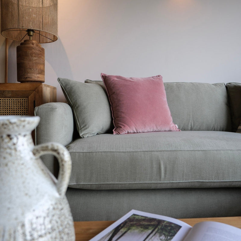 Paulus & Brown Chelsea 2 Seater Grand Upholstered Sofa - Vert Sauvage Green Close Up - Uneeka Home