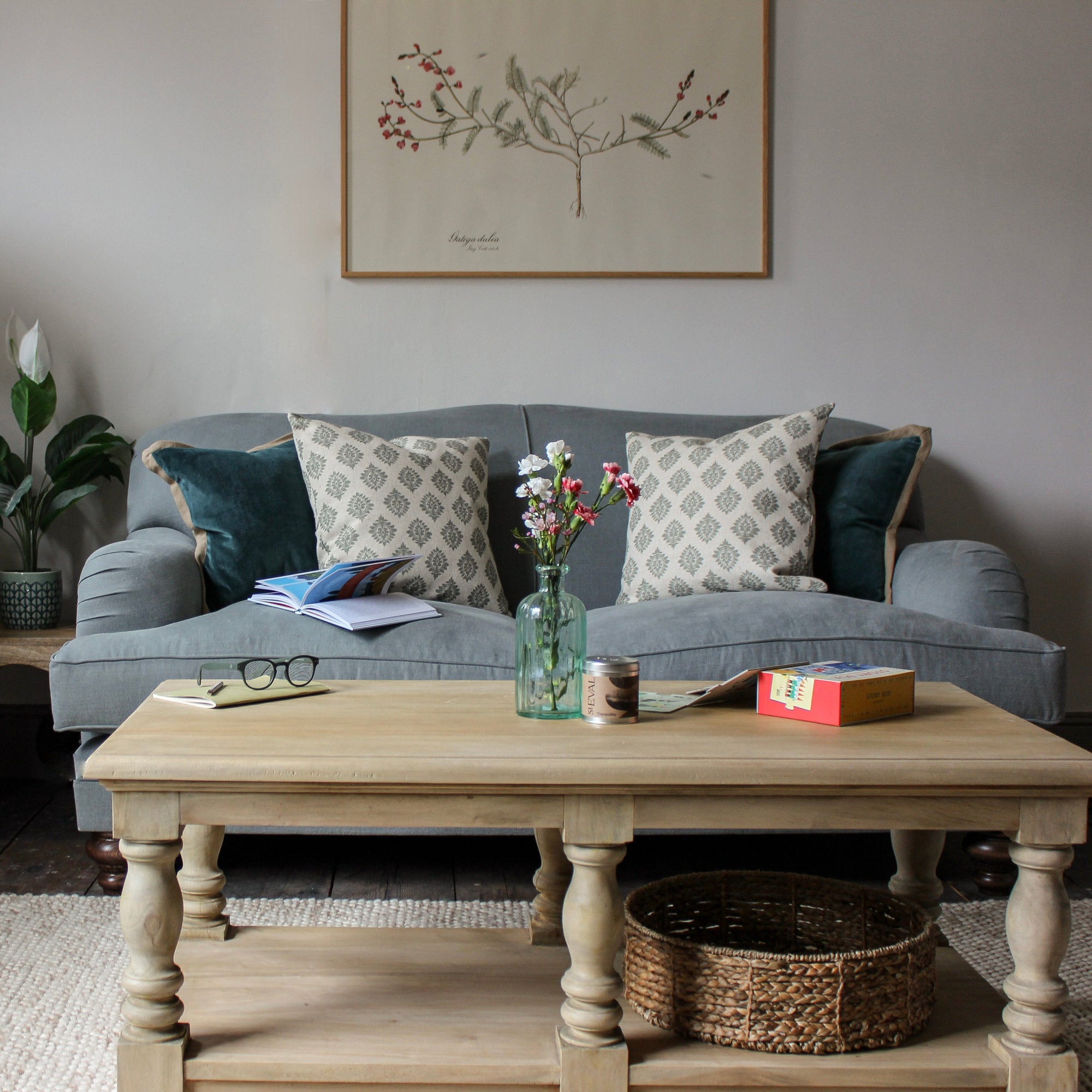 Paulus & Brown Lovelle 2 Seater Grand Upholstered Sofa Lifestyle in Adriatique Blue - Uneeka Home