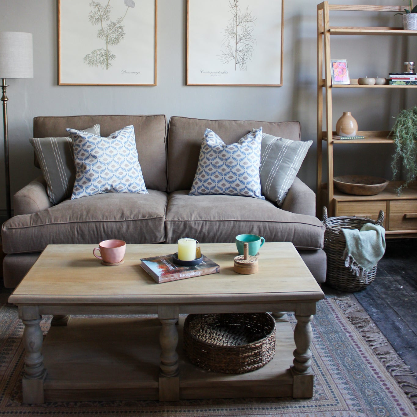 Paulus & Brown Lovelle 2 Seater Grand Upholstered Sofa Lifestyle in Mocha - Uneeka Home