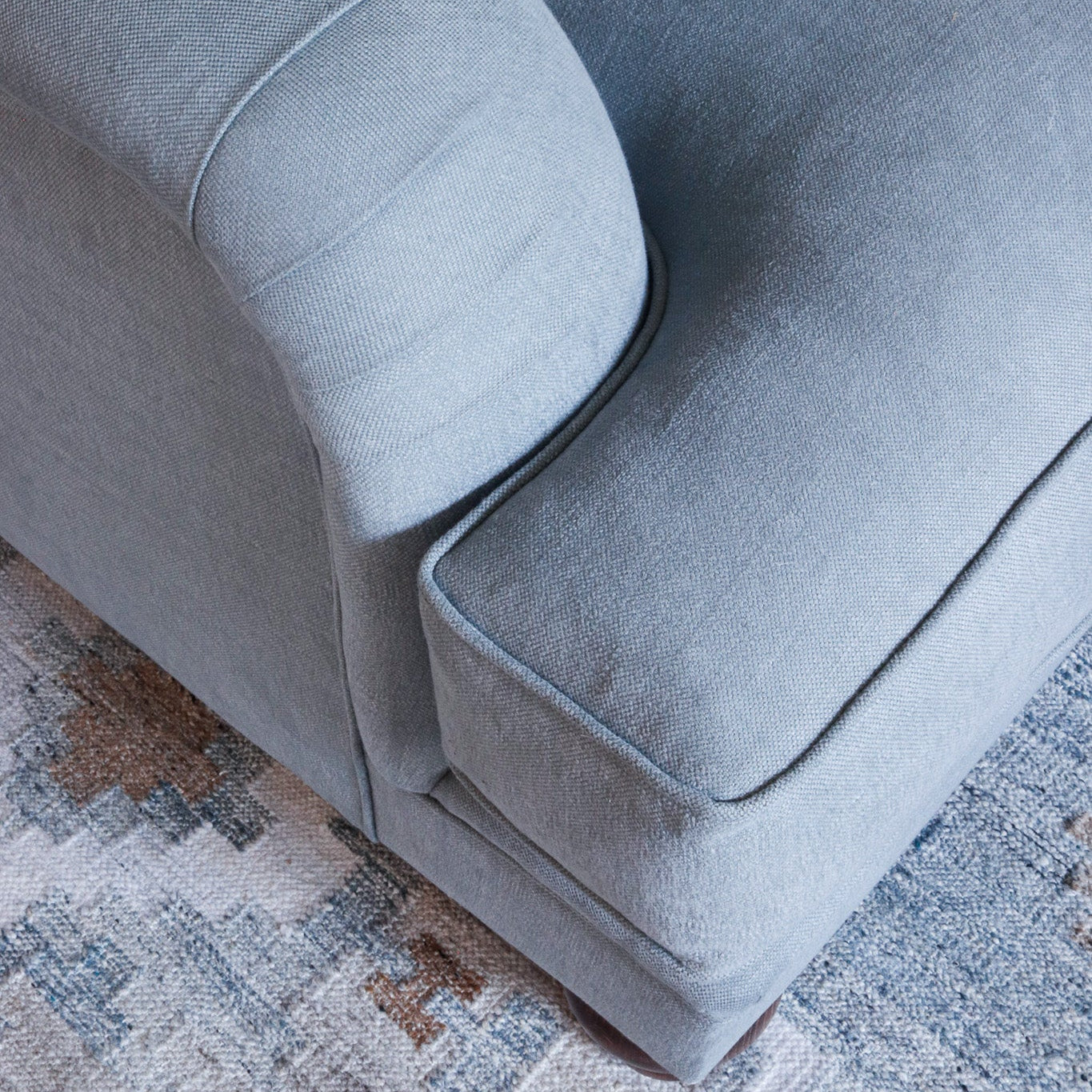 Paulus & Brown Lovelle Upholstered Sofa - Adriatique Blue - Close up - Uneeka