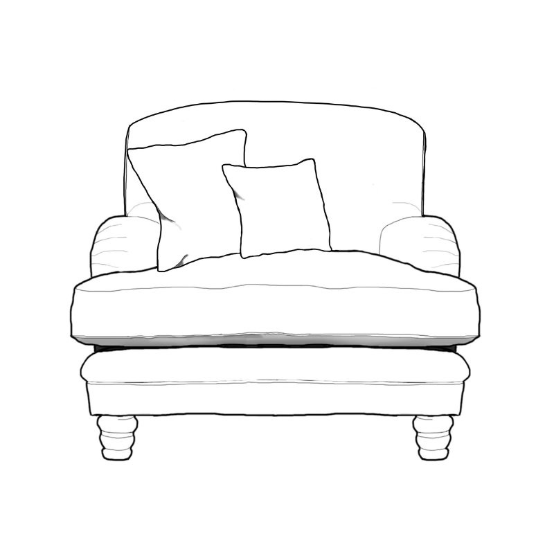 Paulus & Brown Richmond Upholstered Armchair Line Drawing Uneeka