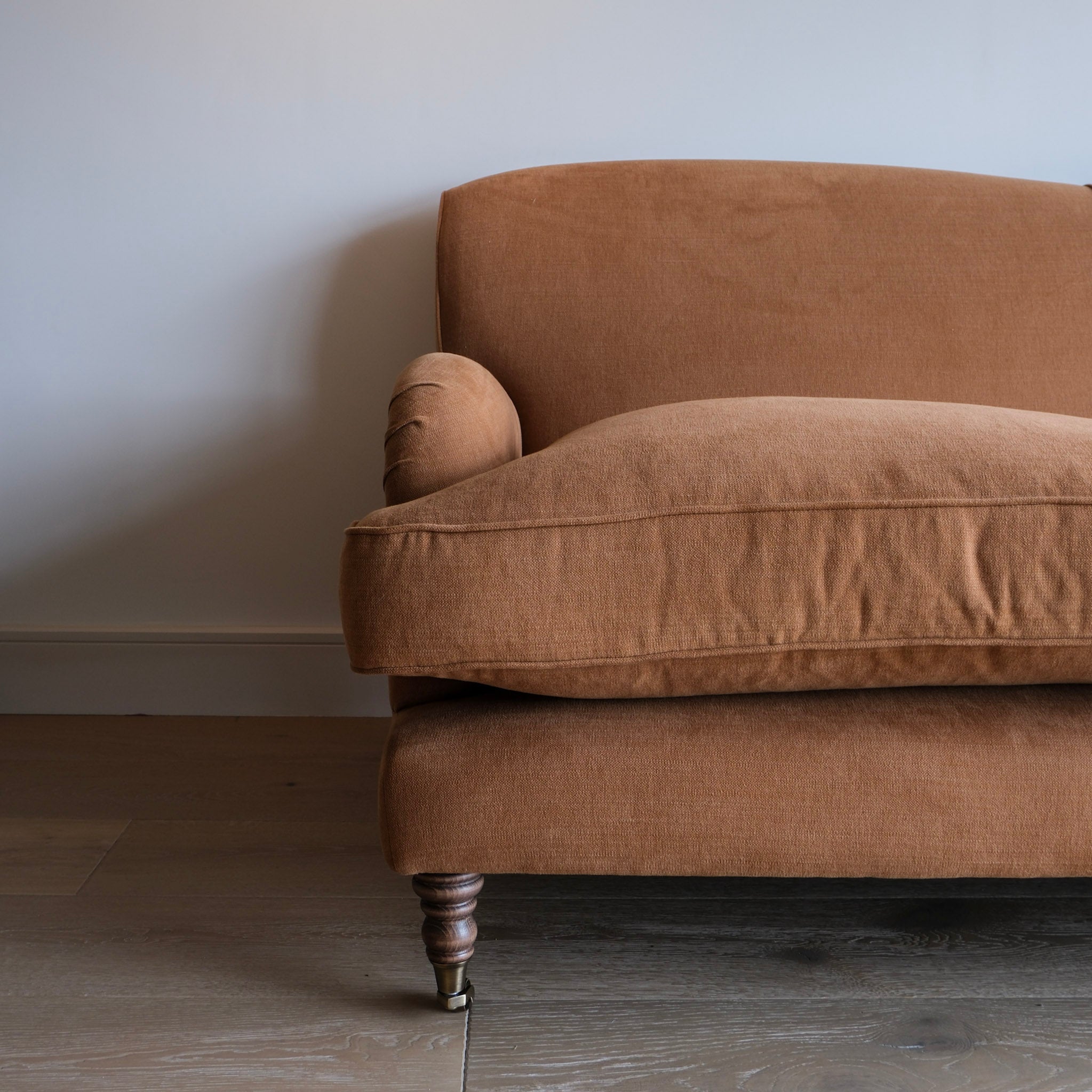 Paulus & Brown Richmond Upholstered Cuddle Armchair Chocolat Cotton Linen Mix Uneeka Home