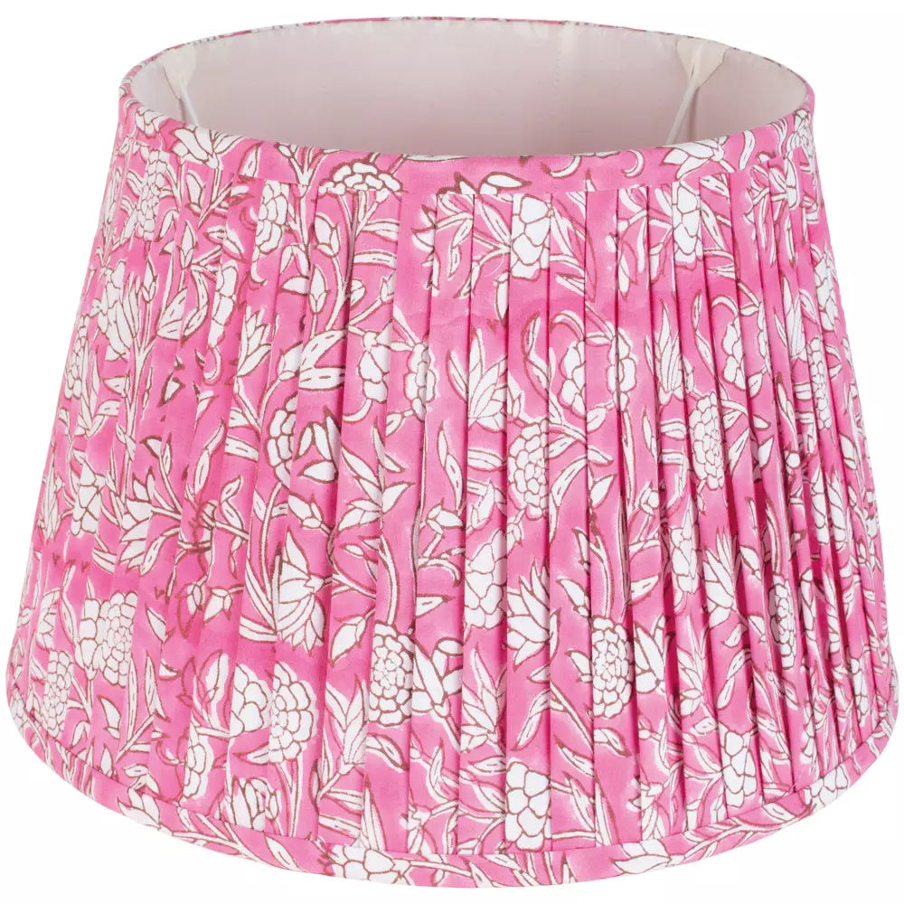 Pink Floral Pure Cotton Pleated Lampshade
