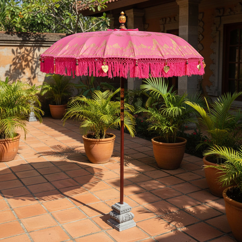 Pink Bali Sun Parasol With Pole Joint - MB77 - Uneeka