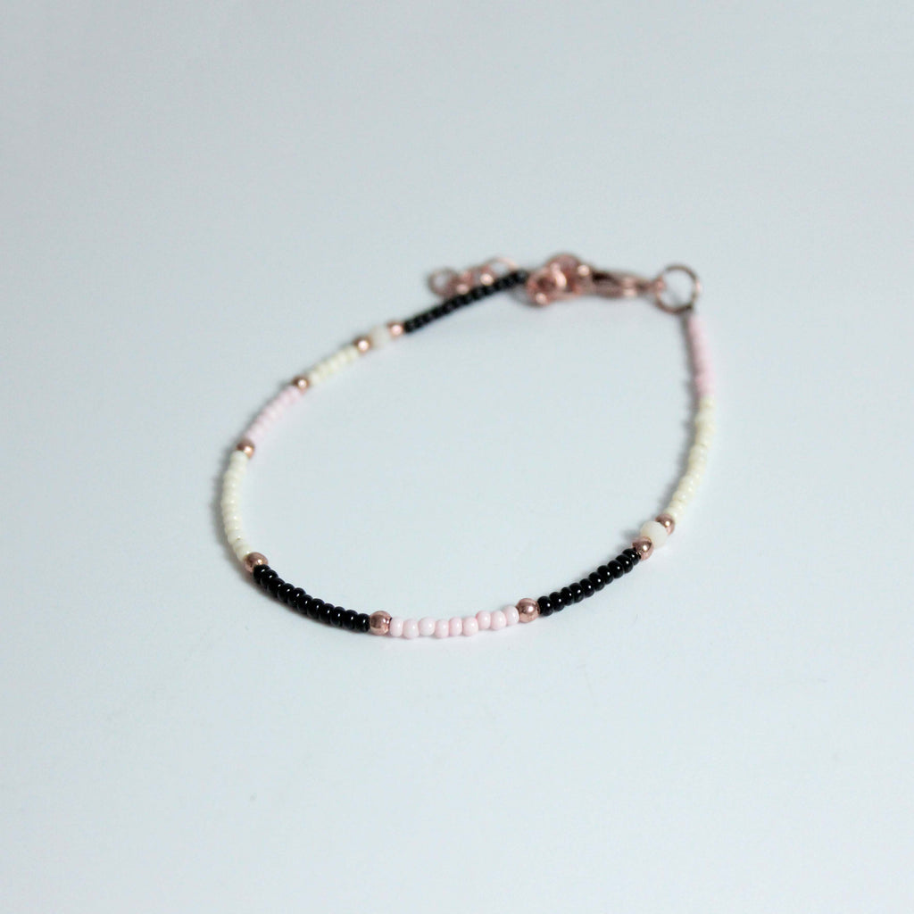 Pink & Black Beaded Bracelet