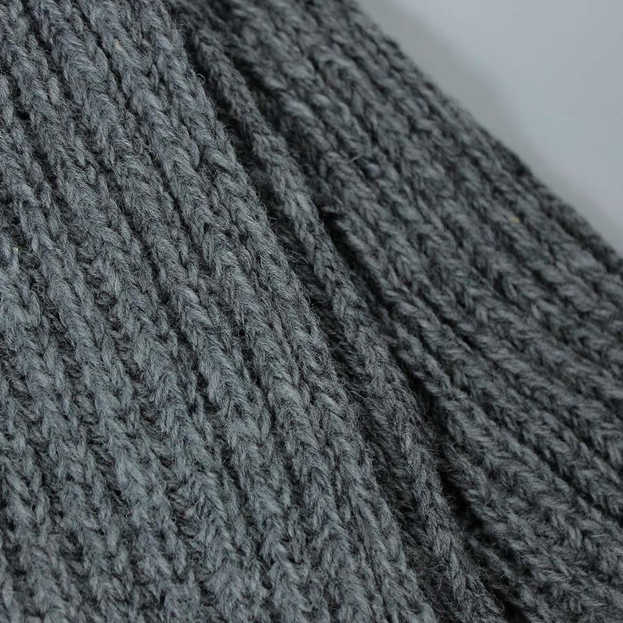 Plain Knitted Wool Scarf - Grey