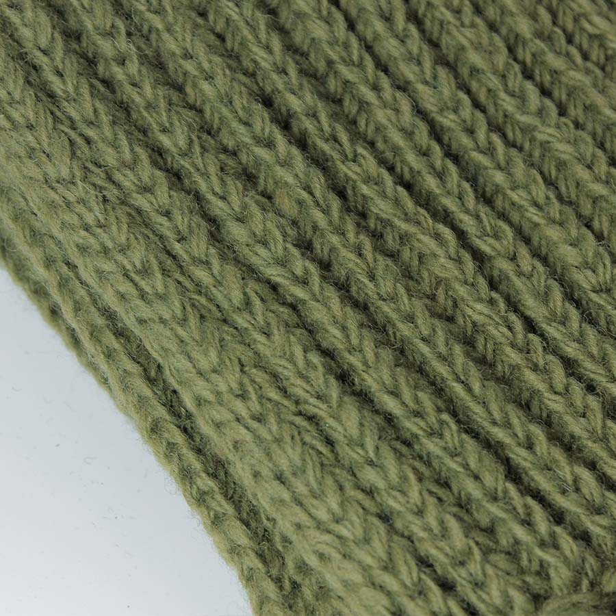 Plain Knitted Wool Scarf - Moss Green