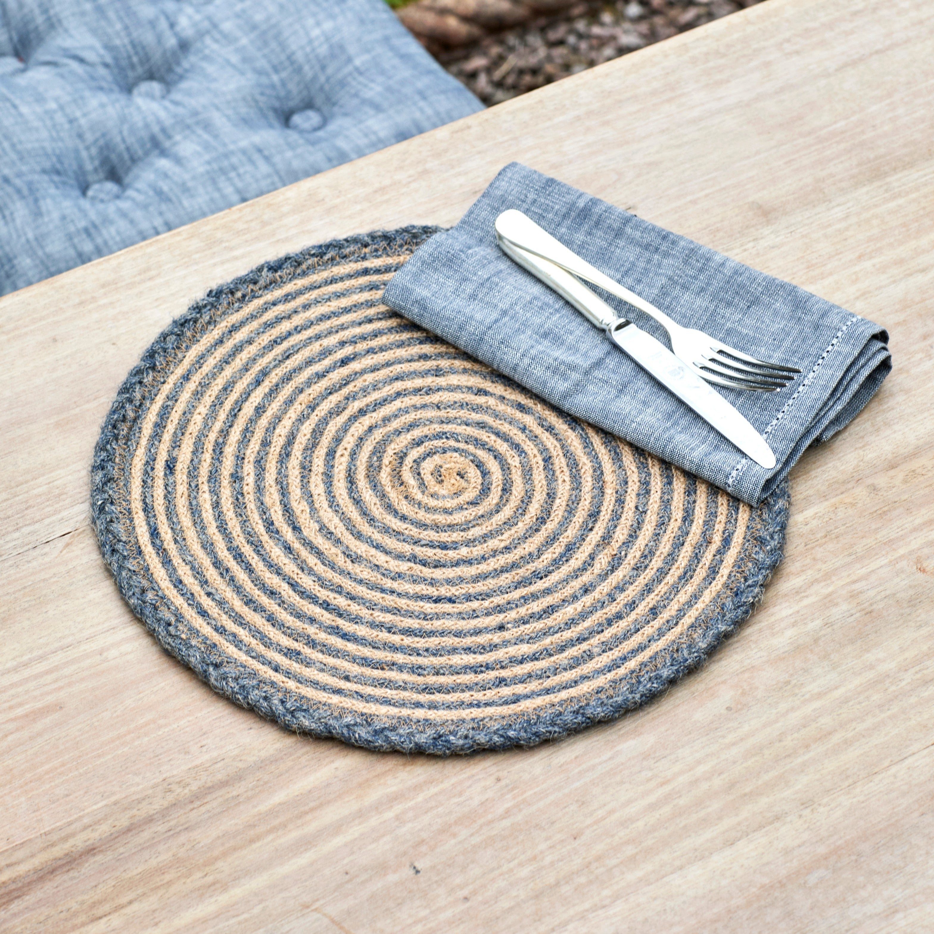 Plaited Jute Placemat-Midnight Blue-Lifestyle-Uneeka