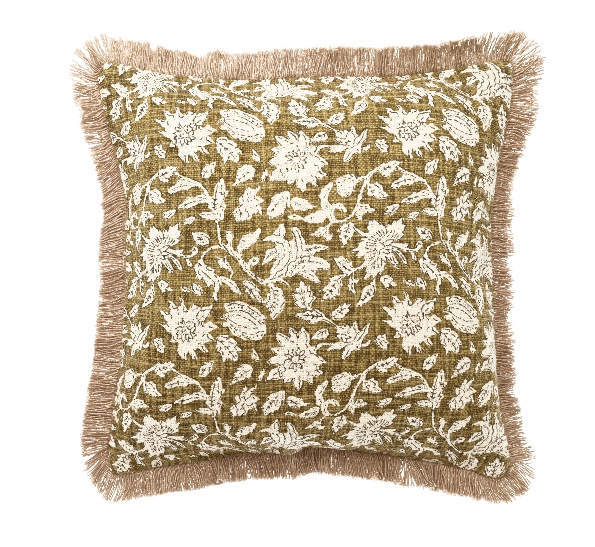 Printed Floral Fringed Edge Cushion - ACCIVO - Uneeka