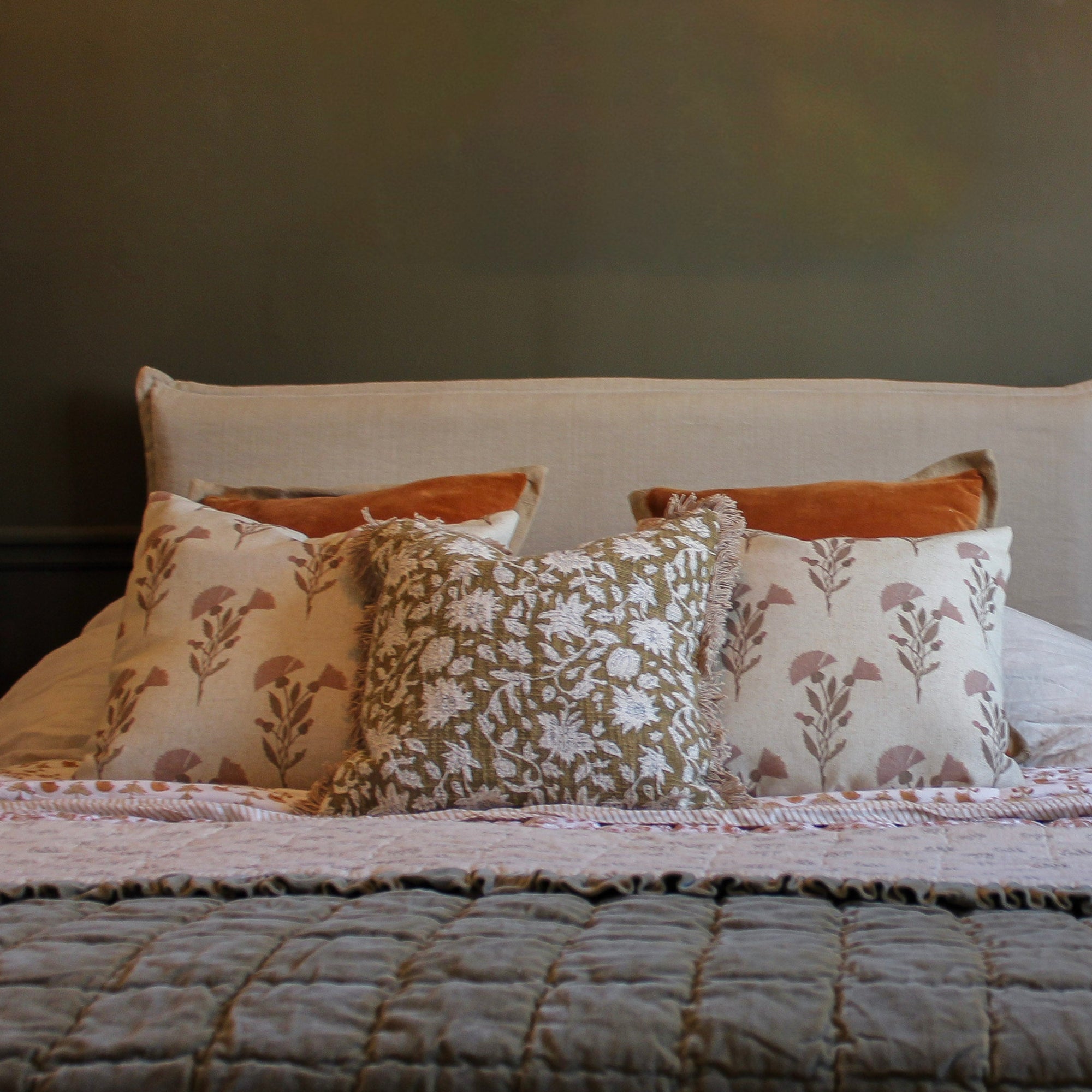 Printed Floral Fringed Edge Cushion - Uneeka Lifestyle 