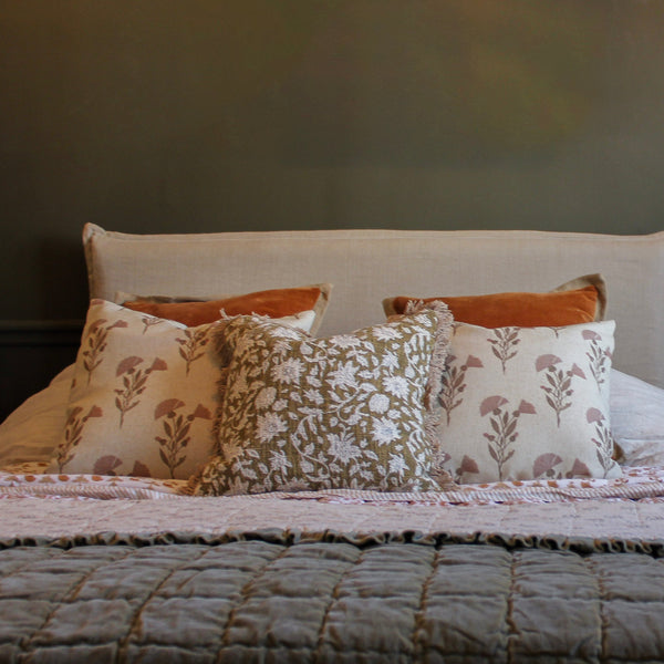 Printed Floral Fringed Edge Cushion - Uneeka Lifestyle 