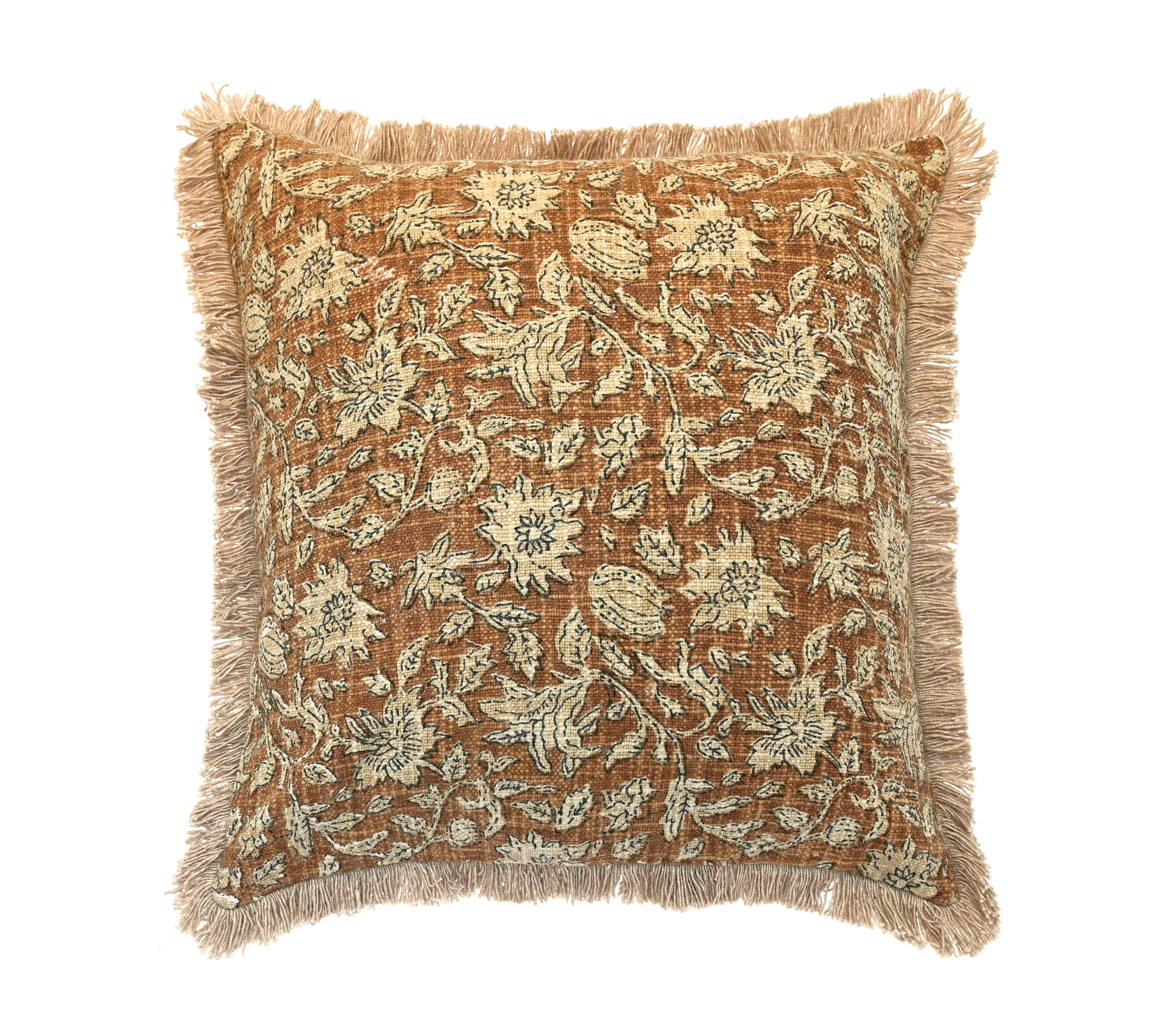 Printed Floral Fringed Edge Cushion - ACCIVSP - Uneeka