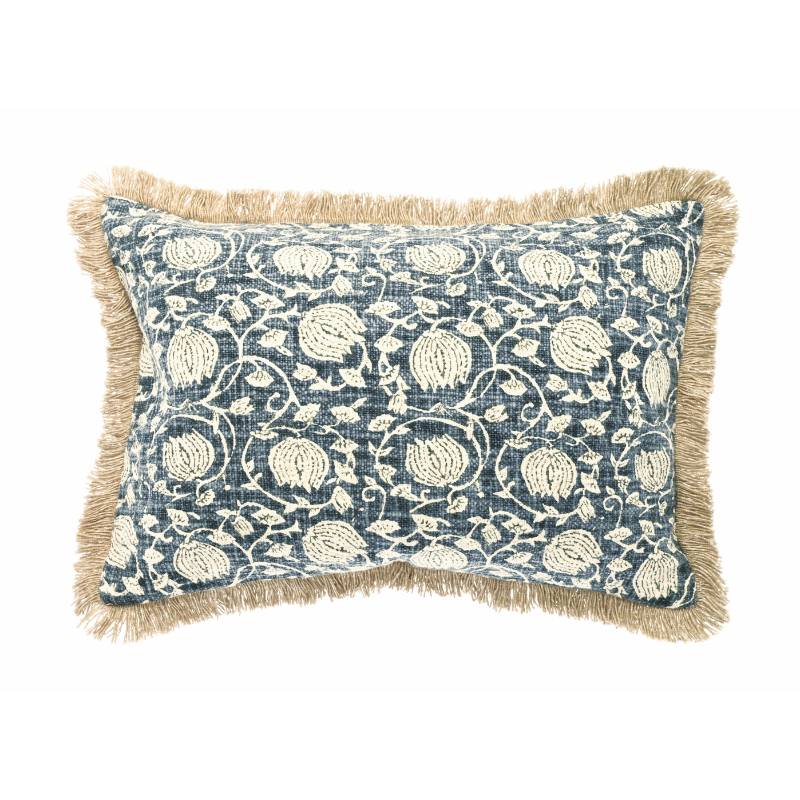 Printed Floral Fringed Edge Rectangular Cushion - ACCIVB - Uneeka