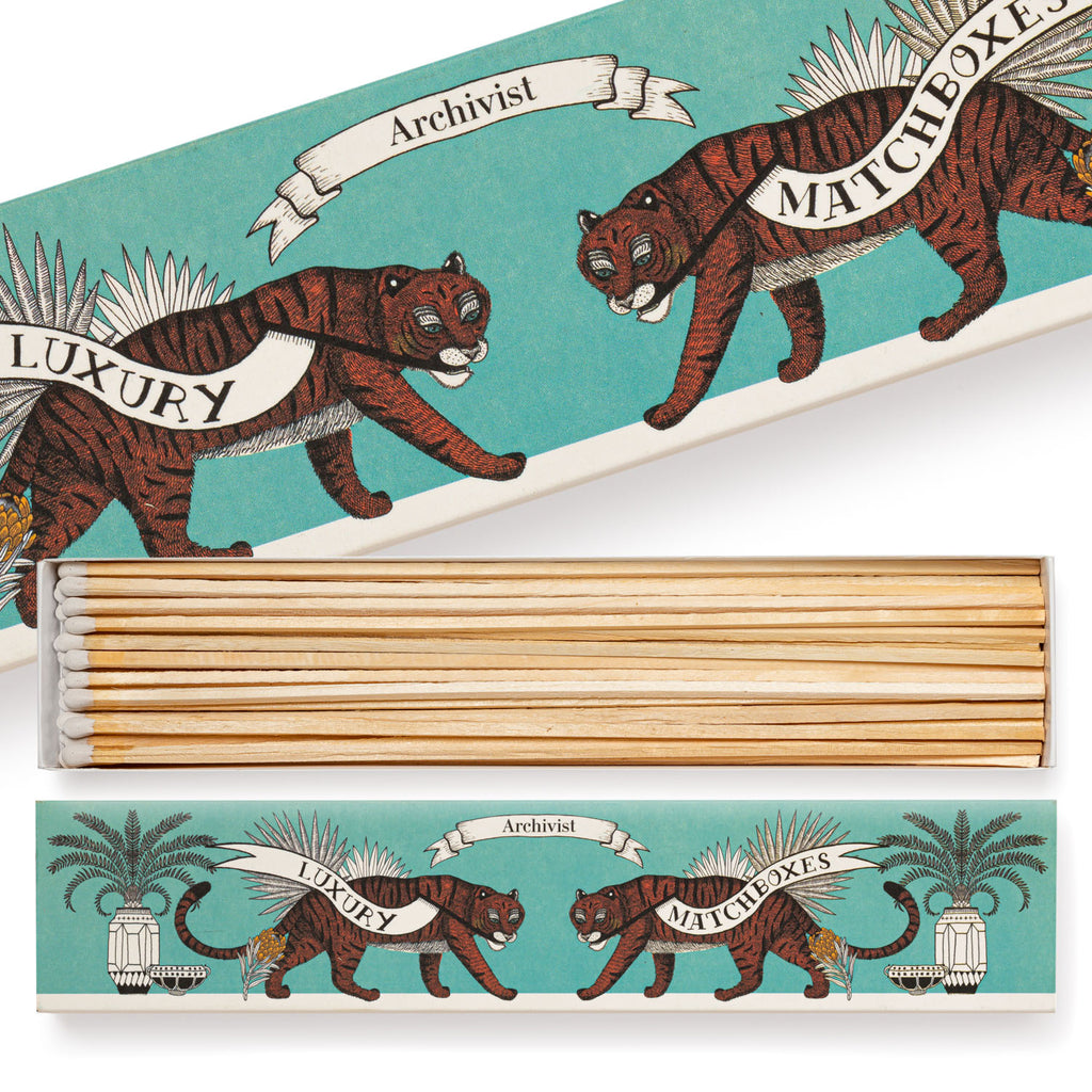 Prowling Tiger Design Long Box Of Matches