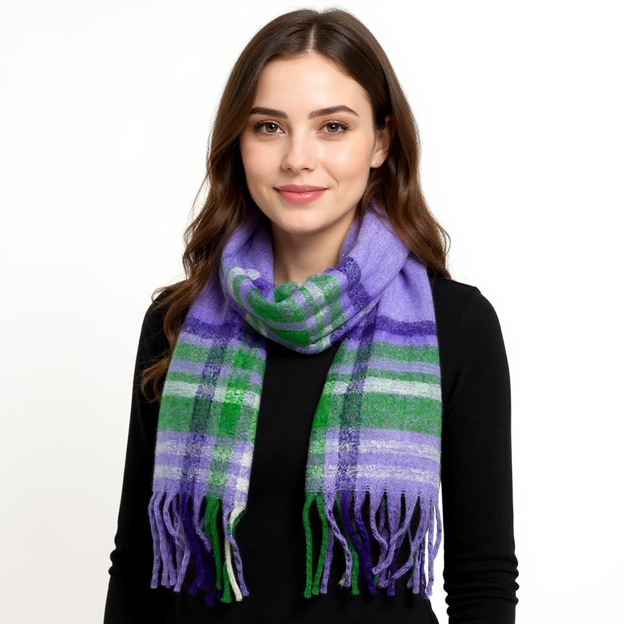 Purple & Green Check Scarf - SKC001C06 - Uneeka