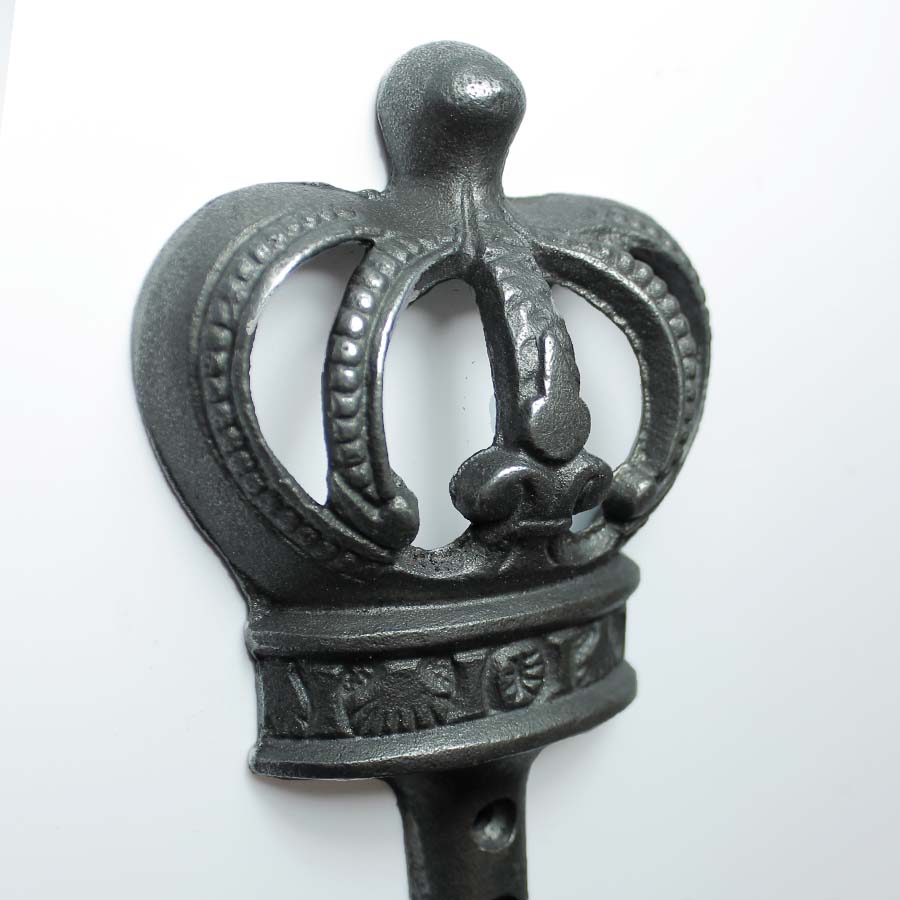 Queen's Crown Cast Antique Iron with Double Robe Hook