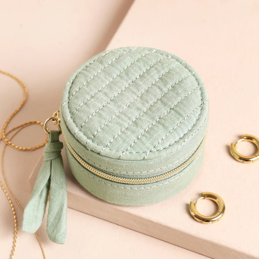 Quilted Mint Round Jewellery Case - 73049 - Uneeka