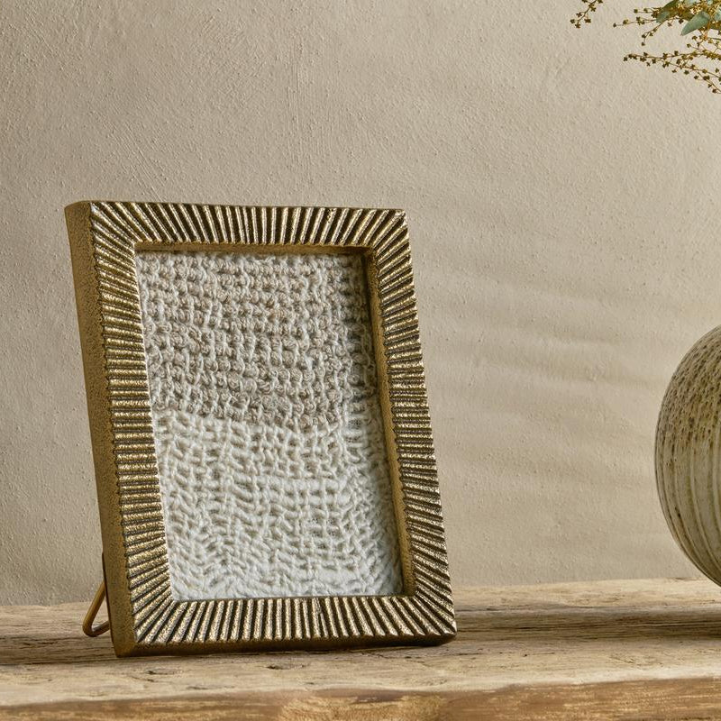 Nkuku Ranoli Antique Brass Etched Photo Frame - Uneeka