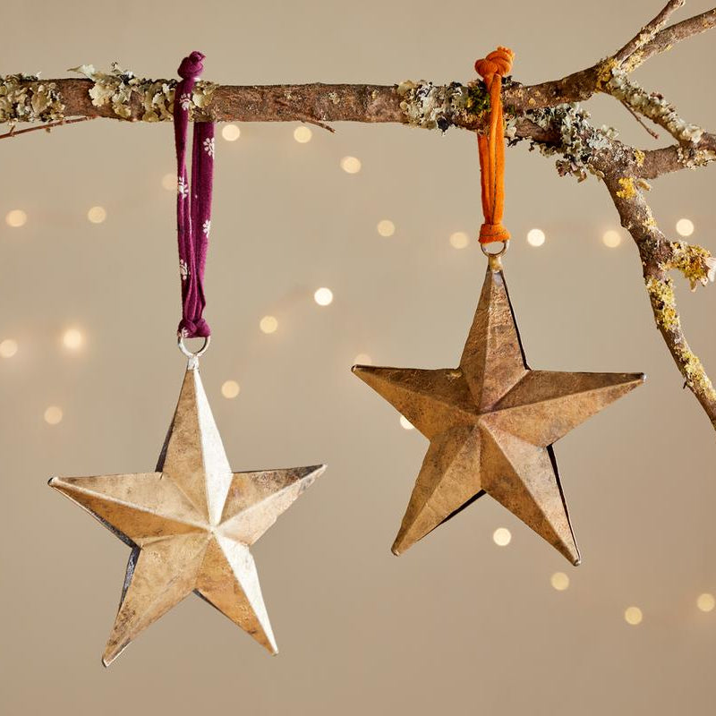 Nkuku Roshani Star Antique Brass Bauble - RB6101 - Uneeka