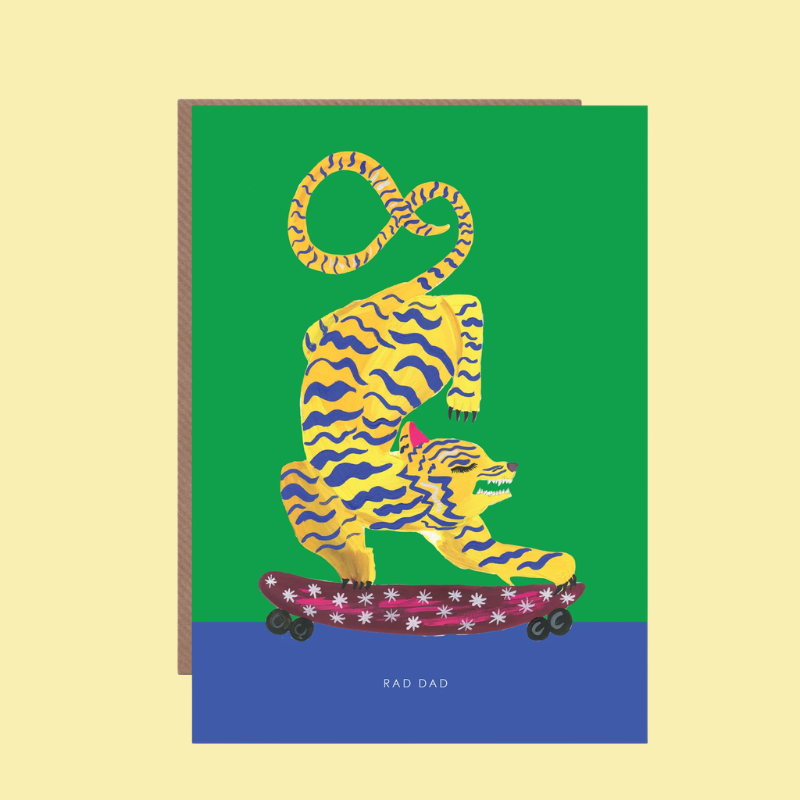 Rad Dad Skateboarding Tiger Greetings Card - HCWB460 - Uneeka