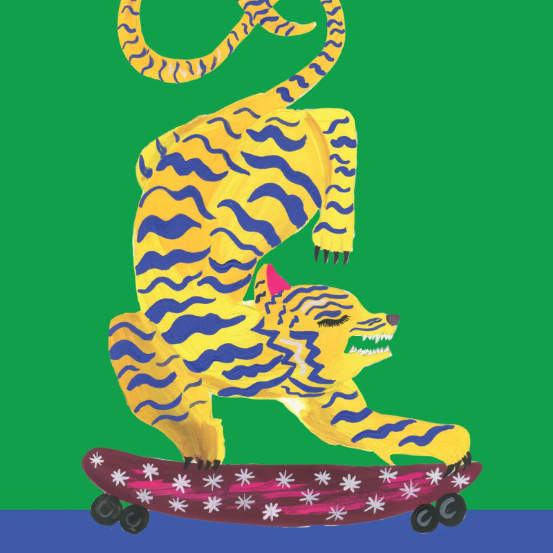 Rad Dad Skateboarding Tiger Greetings Card - HCWB460 - Uneeka