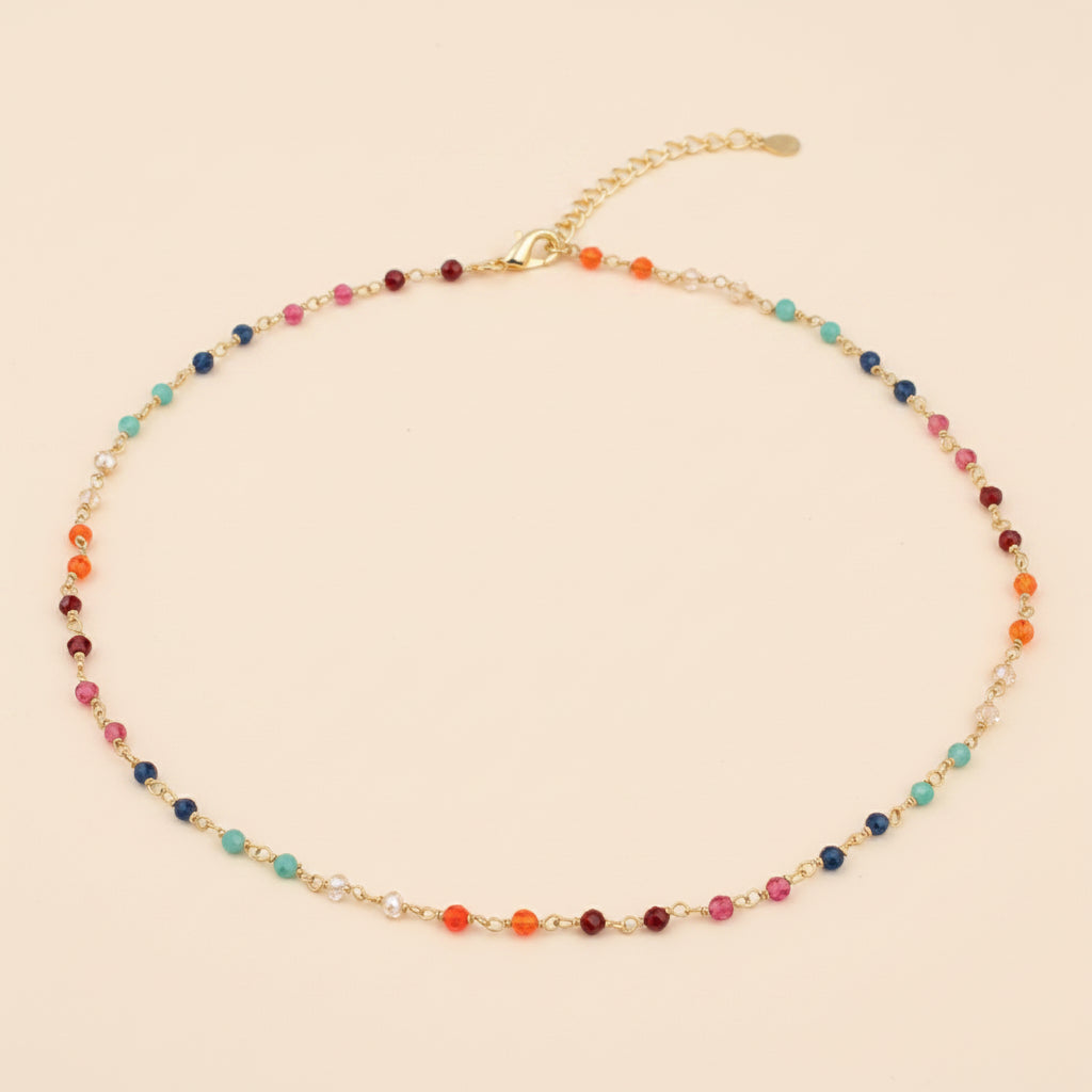 Rainbow Stone Gold Necklace - NEC0636 - Uneeka
