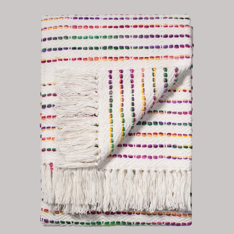 Rainbow Threads Cotton Handloom Throw - TH138 - Uneeka
