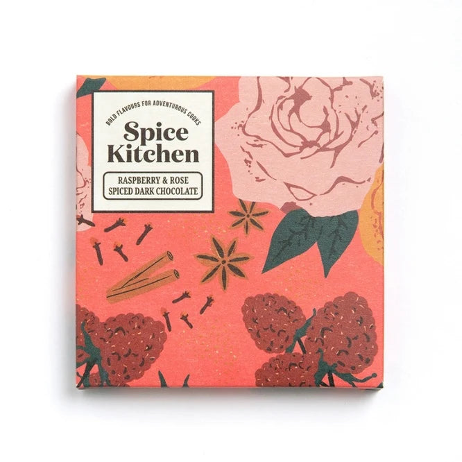 Raspberry & Rose Spiced Dark Chocolate Bar - Uneeka