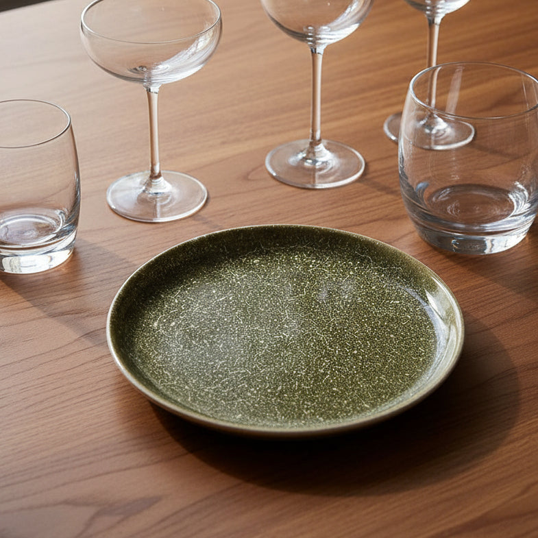 Reactive Glaze Green Ceramic Side Plate - Uneeka