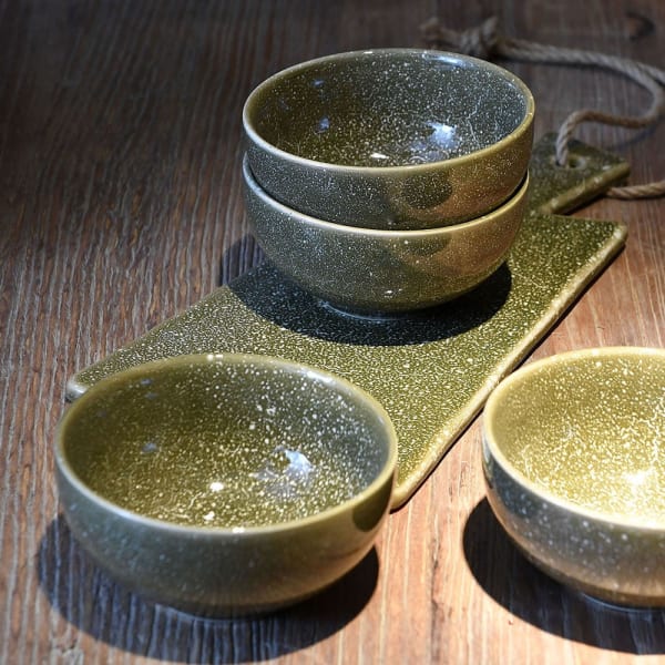 Reactive Glaze Green Ceramic Small Bowl - Uneeka