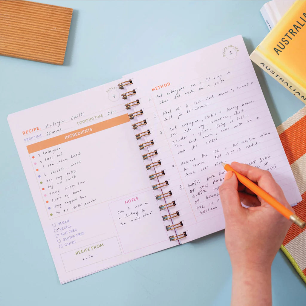 Bold Striped A5 Hardback Recipe Journal - TUE-JRN-RCPE-CST-A5 - Uneeka