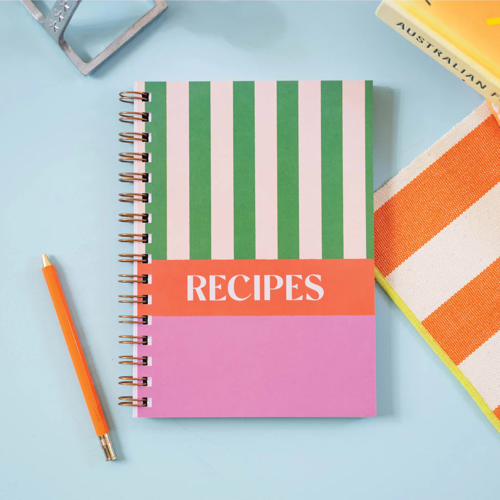 Bold Striped A5 Hardback Recipe Journal - TUE-JRN-RCPE-CST-A5 - Uneeka