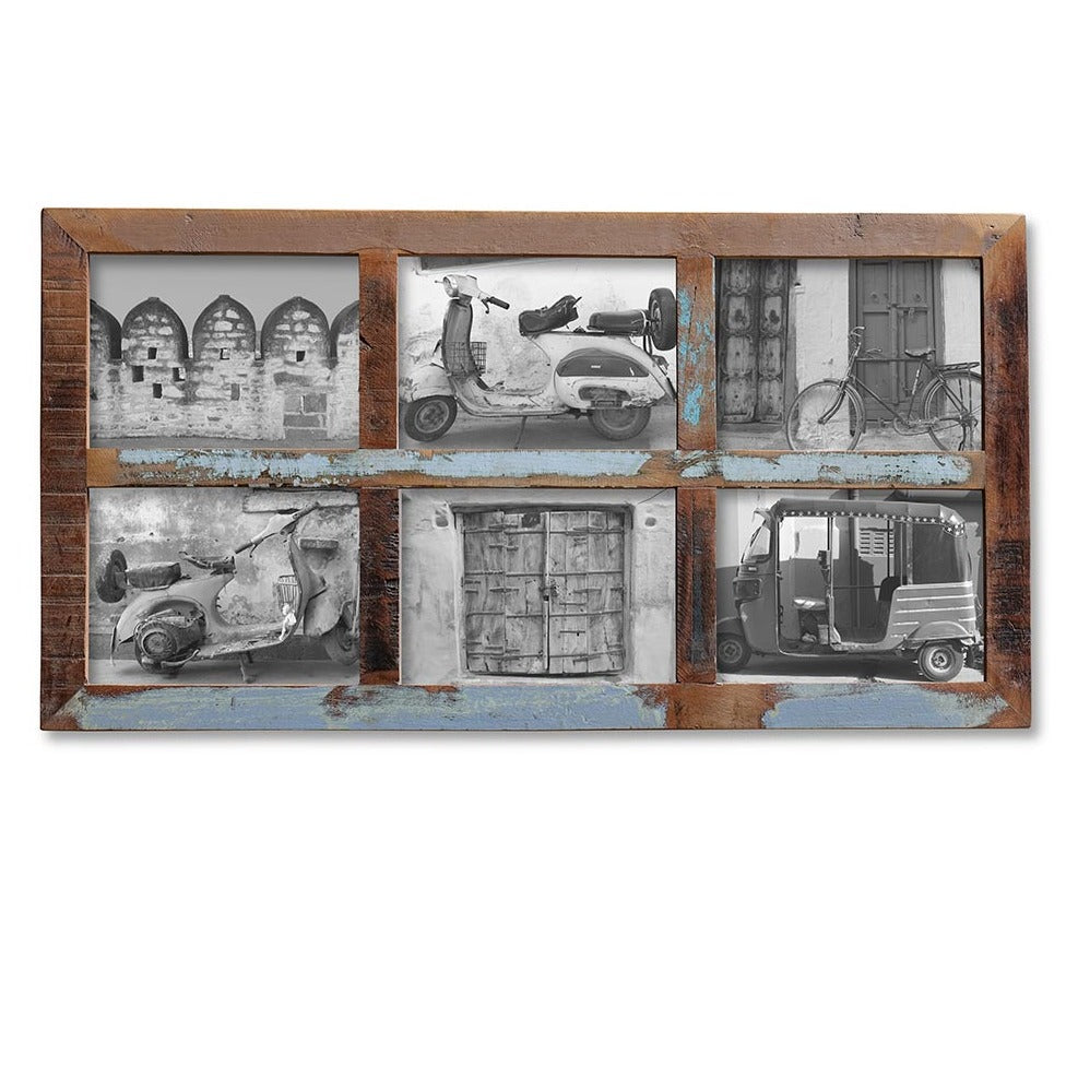 Reclaimed Wood Window Style 6 Image Picture Frame fits 6 x 5" x 7" images
