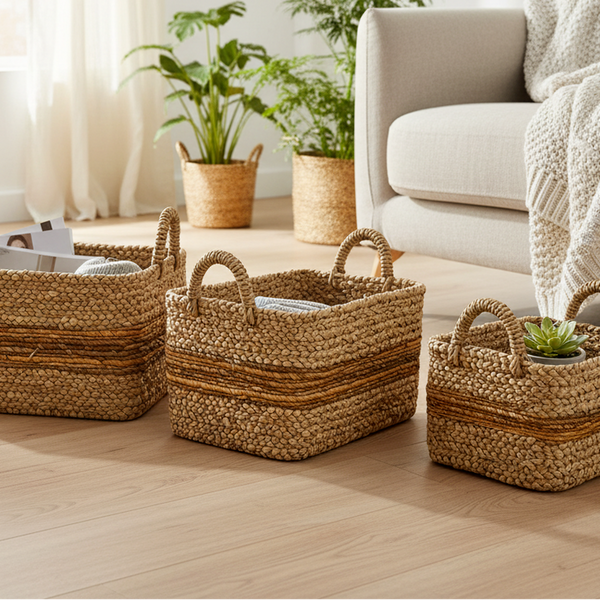 Rectangle Banana Fibre Basket - P1050 - Uneeka