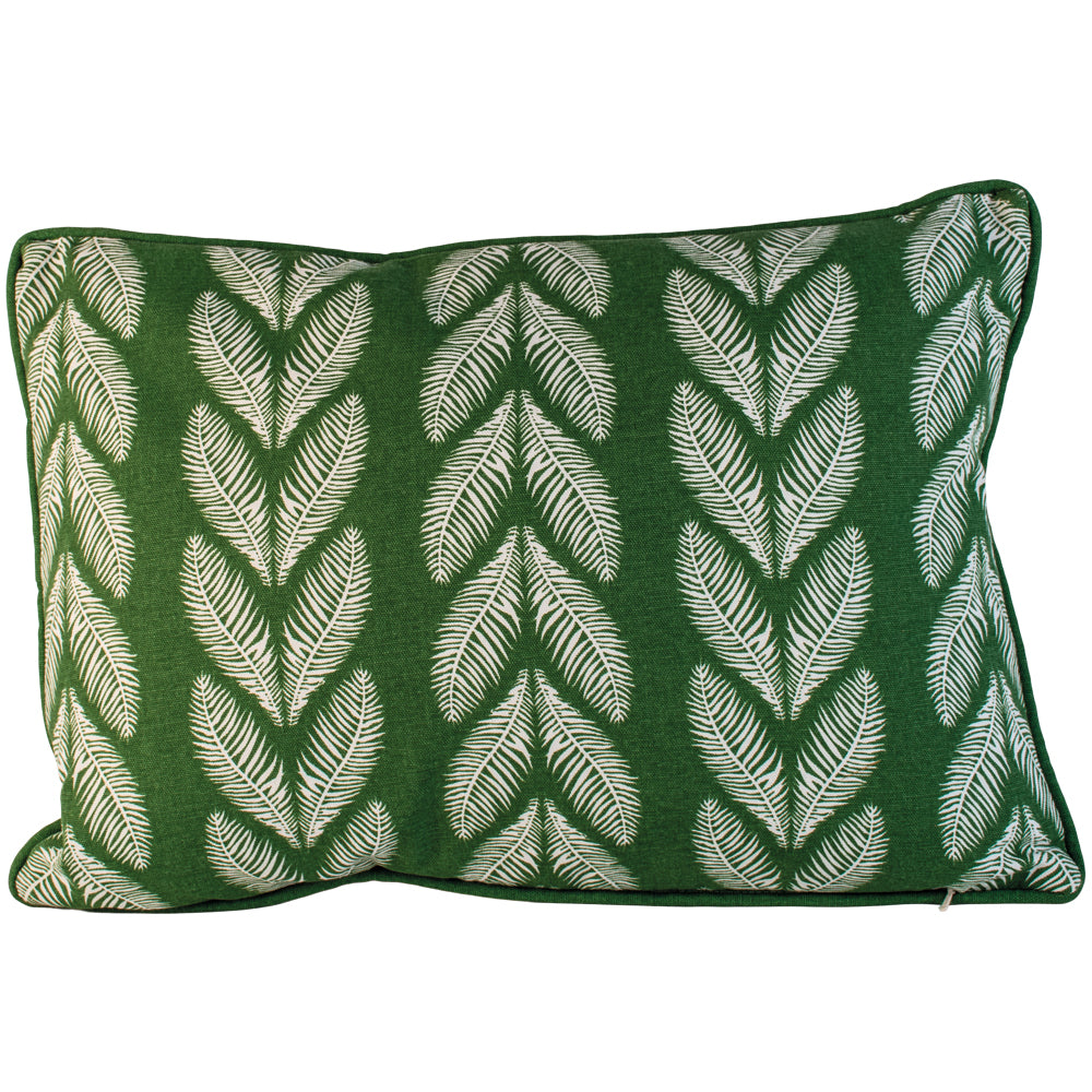 Rectangular Leaf Print Cushion Green 