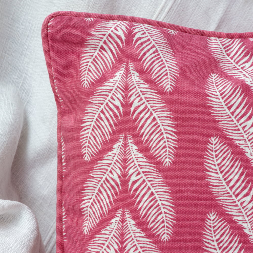 Rectangular Leaf Print Cushion pink detail