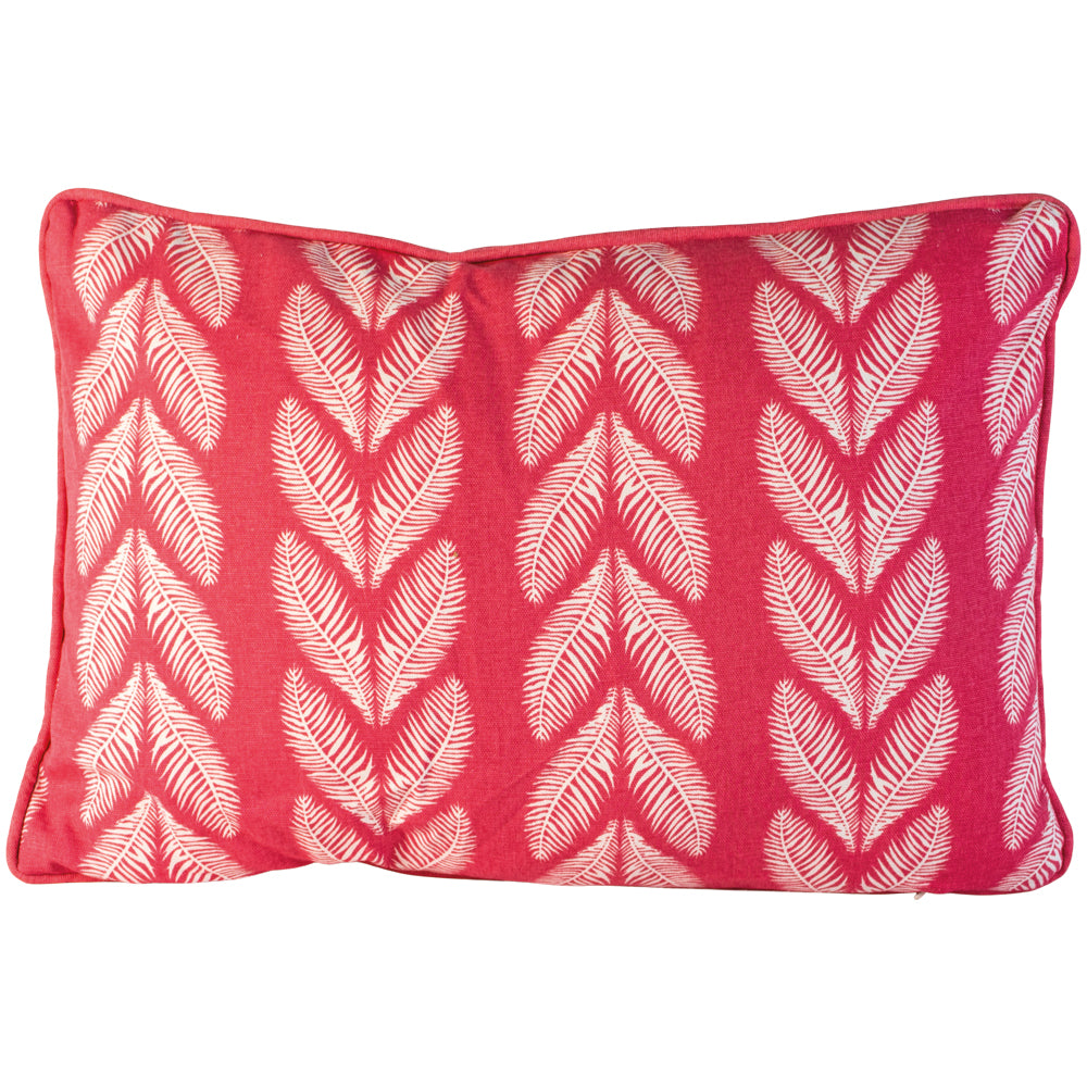 Rectangular Leaf Print Cushion Pink