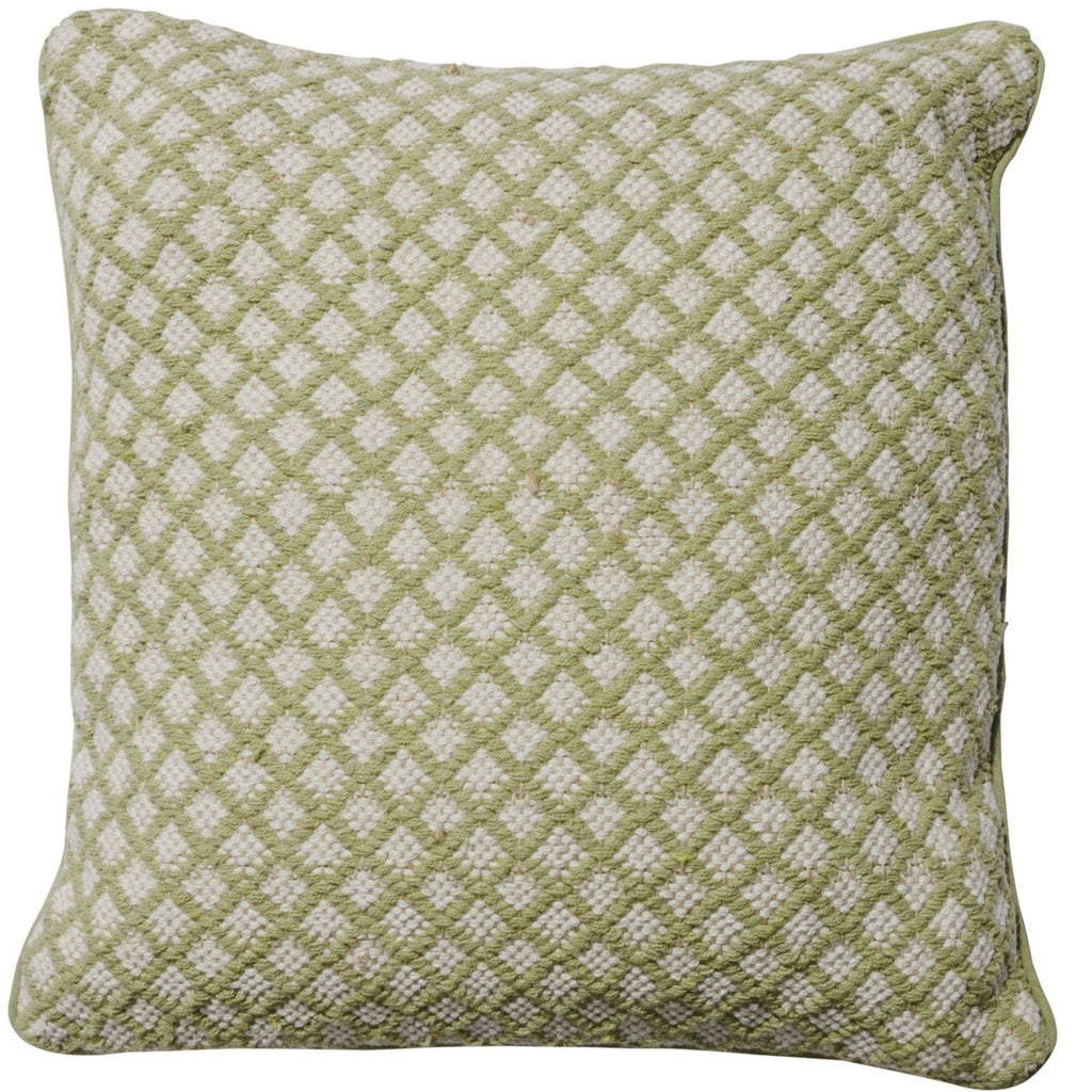 Recycled Cotton Jute Handloom Cushion green