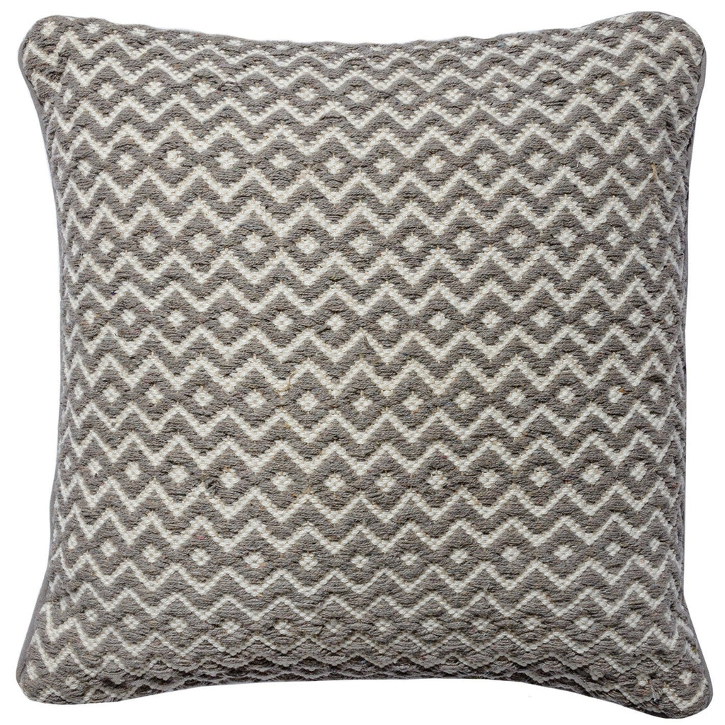 Recycled Cotton & Jute Diamond Pattern Cushion grey
