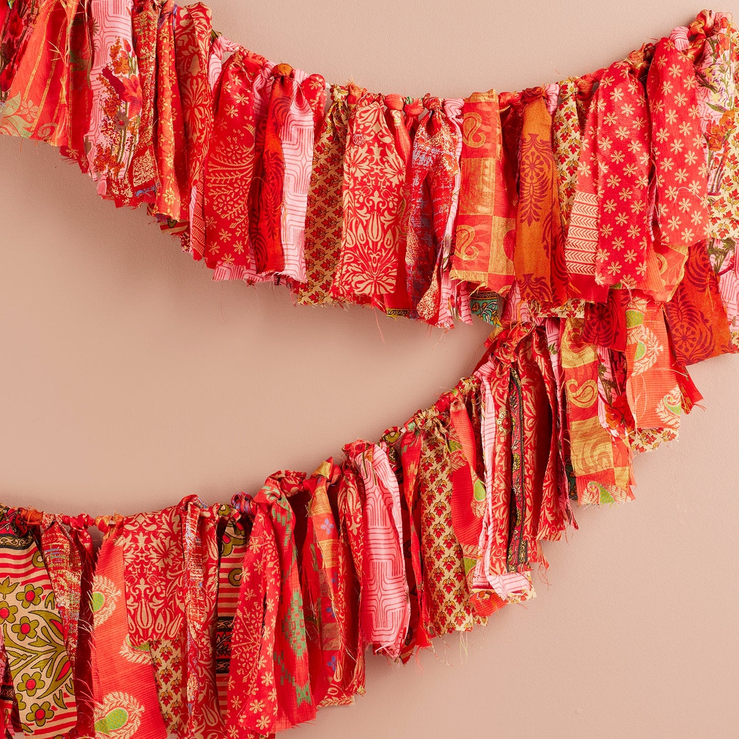 Recycled Sari Tassel Garland Red - Uneeka