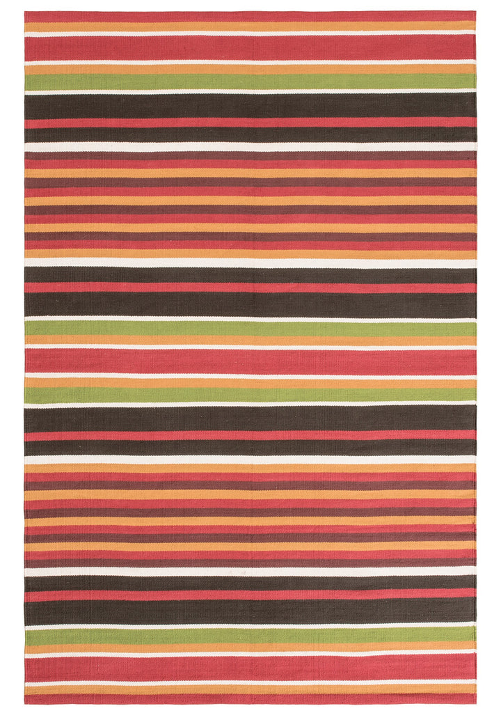 Red Multi Colour Stripe Rug 