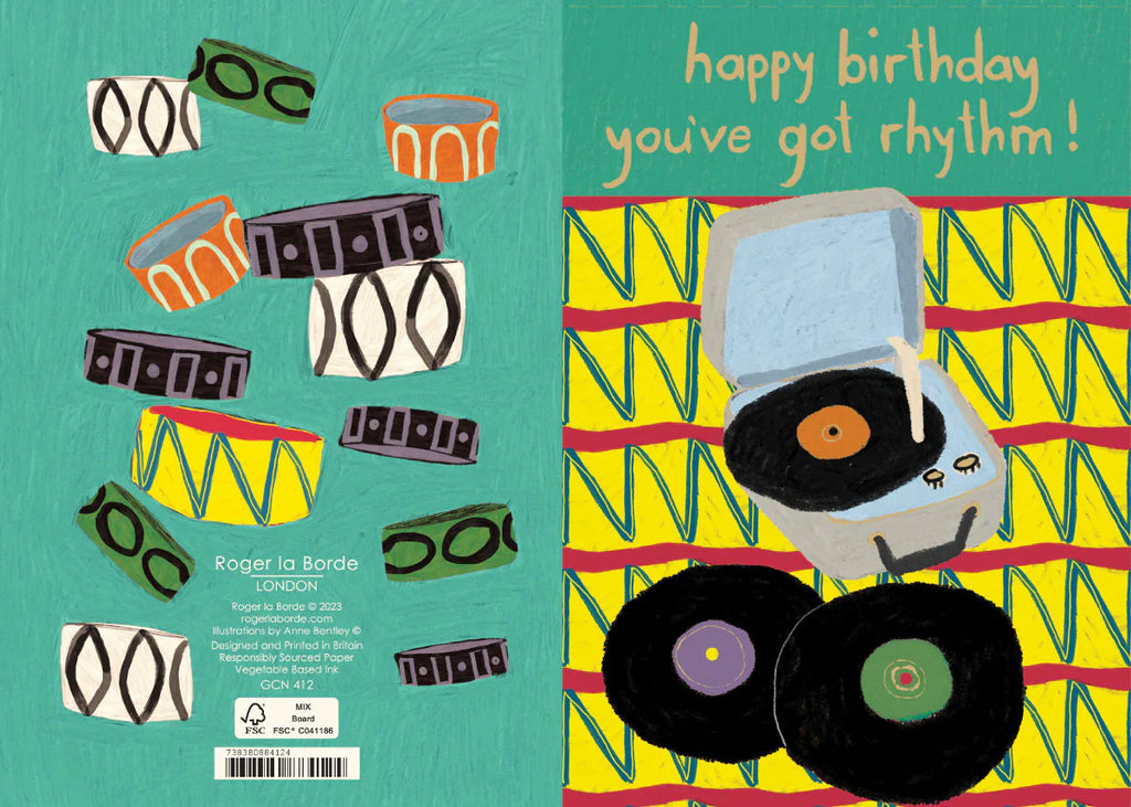 Retro Rhythm Record Player Birthday Card