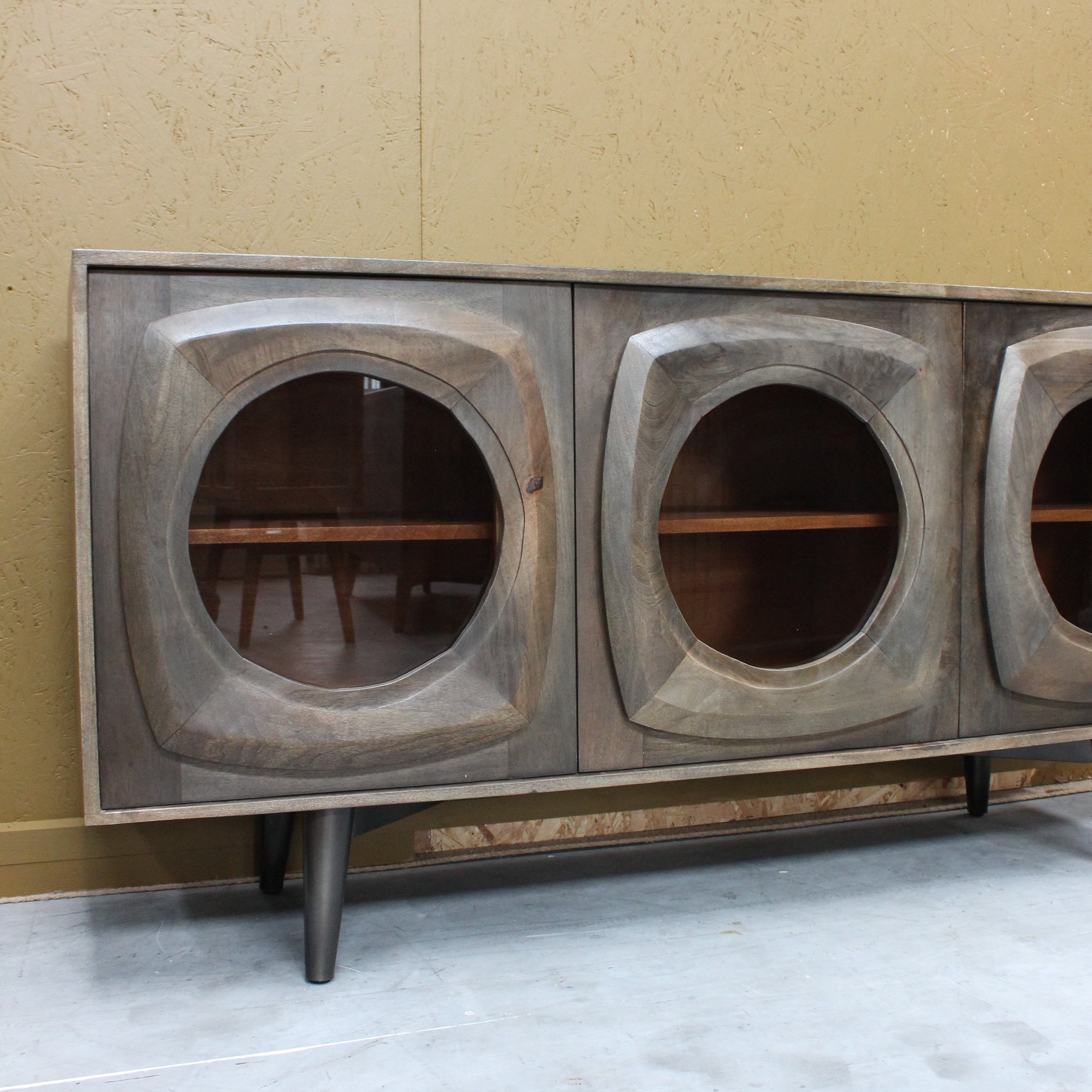 Retro Glass Door Mango Wood Sideboard - 2804Q - Uneeka