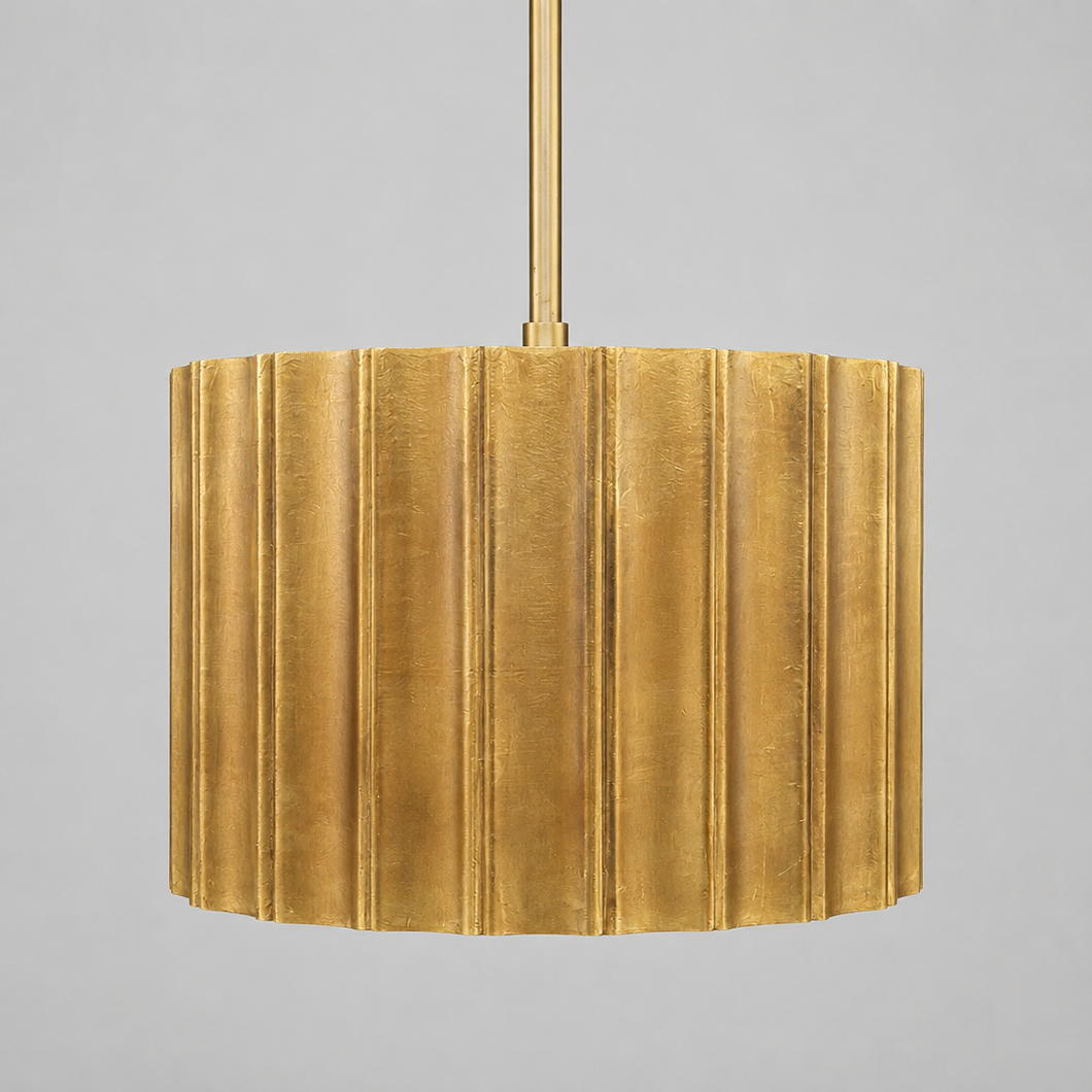Ribbed Brass Cladded Chandelier - 2287V - Uneeka